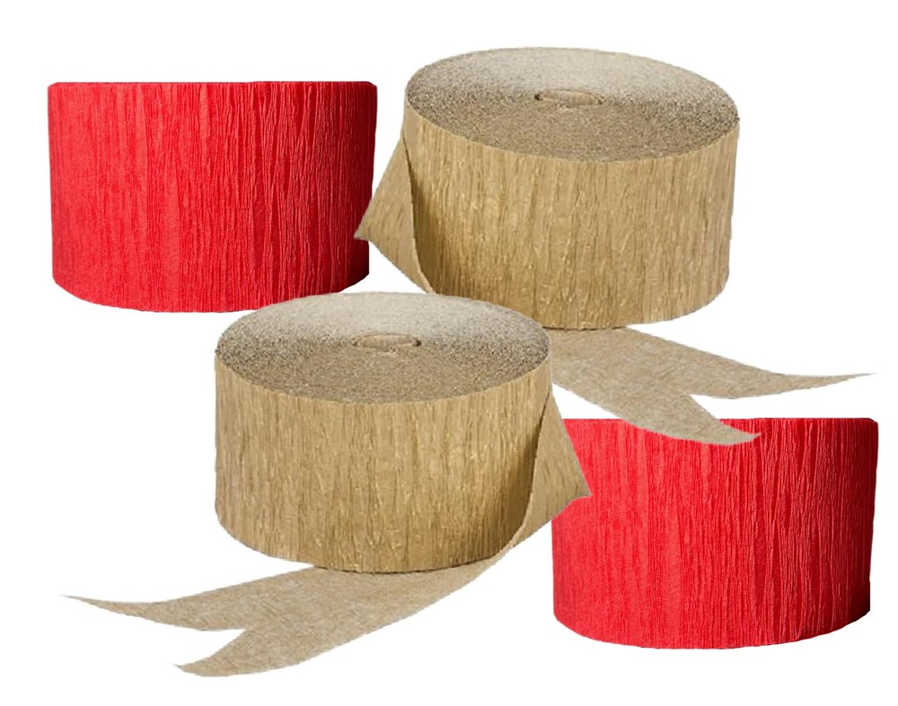 Red Gold Metallic Crepe Paper Streamers USAMade Birthday Party Decoration