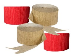 Red Gold Metallic Crepe Paper Streamers USAMade Birthday Party Decoration
