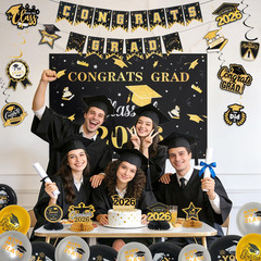 Graduation Decorations Set Class of 2026 Backdrop Congrats Grad Banner