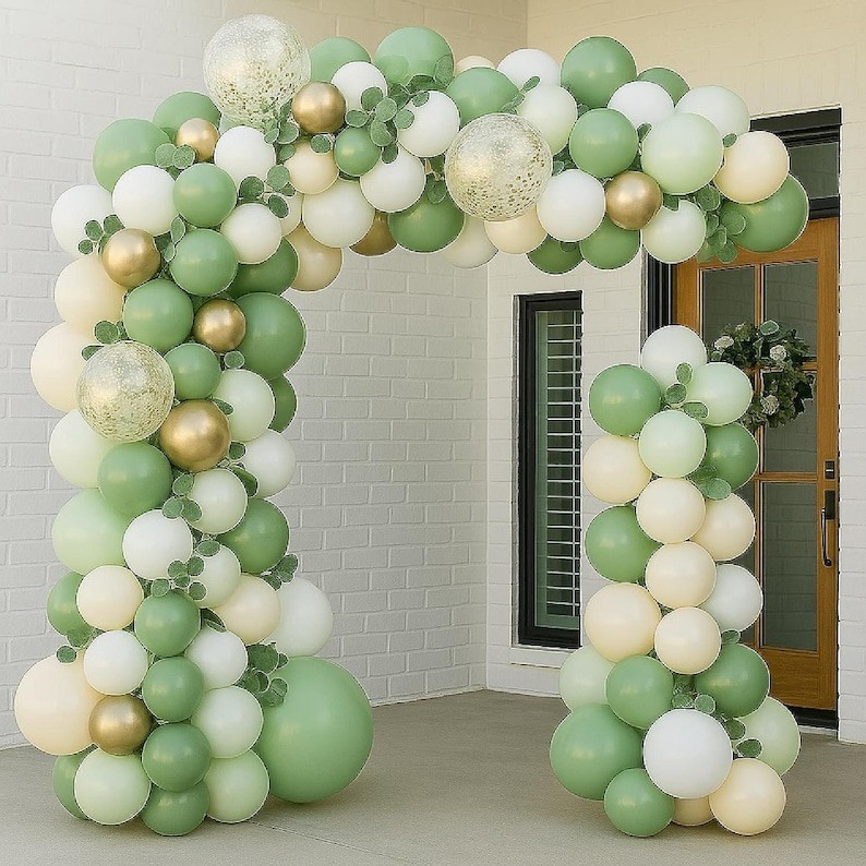 143PCS Olive Green Balloon Arch Kit for Elegant Gender Neutral Party Decorations
