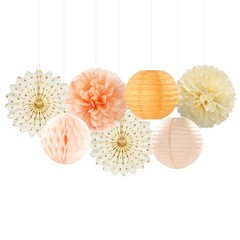 Beige-Orange Peach Fall Party-Decorations -Lanterns- 14pcs Autumn Thanksgivin…