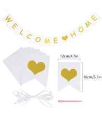 12pcs Gold Welcome Home Decoration Banner&Balloons