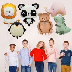6 Pcs Cute Animal Balloons Giant Jungle Safari Animal Foil Balloons Set for L…