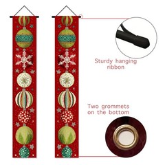 Nuxovilar Merry Christmas Doors Banner Ball Porch Sign for Xmas Front Door wi…