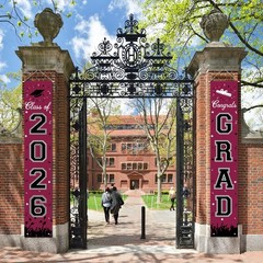 2026 Graduation Decorations, Banner Class of Maroon and Black