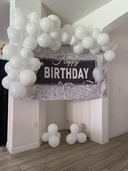 Sumind Happy Birthday Banner Black Silver– Party Backdrop for Photo 72.8″x43.3″