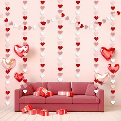 Valentines Decorations Red Pink White Rose Gold Glitter Heart Garland Strings…