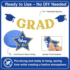 Blue and Gold Graduation Decorations 2026, Graduation Decorations Class of 2026
