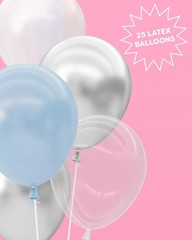 , Blue, Pearl White, Clear, Silver, Latex Balloons – 25 pk, 12″ | Cloud Nine …