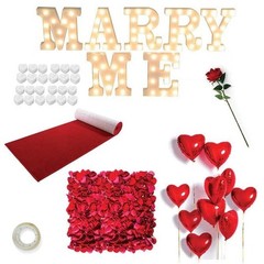 Engagement Proposal Decoration Kit – Light Up Letters, 2000 Rose Petals, Heart C