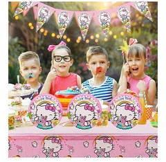 Hello Kitty Happy Birthday Party Decor Supplies Balloon Banner Plate Napkin Bags
