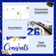 Graduation Decorations Set of 3 Large Banners Backdrop for Class of 2026 Gold