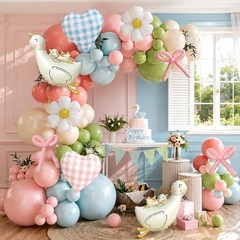 One Silly Goose Balloon Arch Kit 154Pcs Pink Sage Green Blue Balloons Garland…
