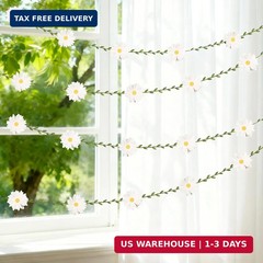 3D Daisy Flower Garland (2PCS) Flower Banner Wildflower Party Decorations Leaves