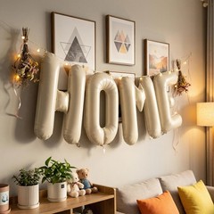 Beige HOME Balloons, 40 Inch Welcome HOME Cream White Letter Balloon for Hous