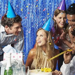 Durable Blue Foil Fringe Curtains – 10 Count for Birthday & Ocean Parties