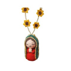 Mary Car Charm Yarn Bead Statue For Christmas Resin Figurine Hangs From Mirror