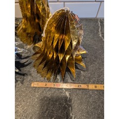 4x Beistle Art Foil Honeycomb Decorations Gold Silver Rare Vintage Party