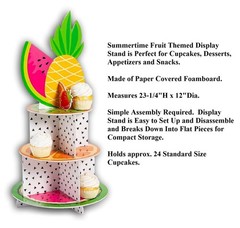 Summer Fruit Themed Tiered Foamboard Cupcake Stand Party Treats Holder 20″H #773