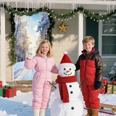 Christmas Door Cover for Front Christmas Door Decorations Festive Snowy Fores…