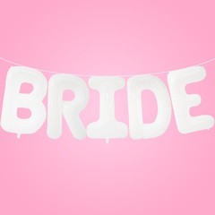 40 Inch Pure White ‘BRIDE’ Balloon Banner – Large Ivory Alphabet Mylar Letter…