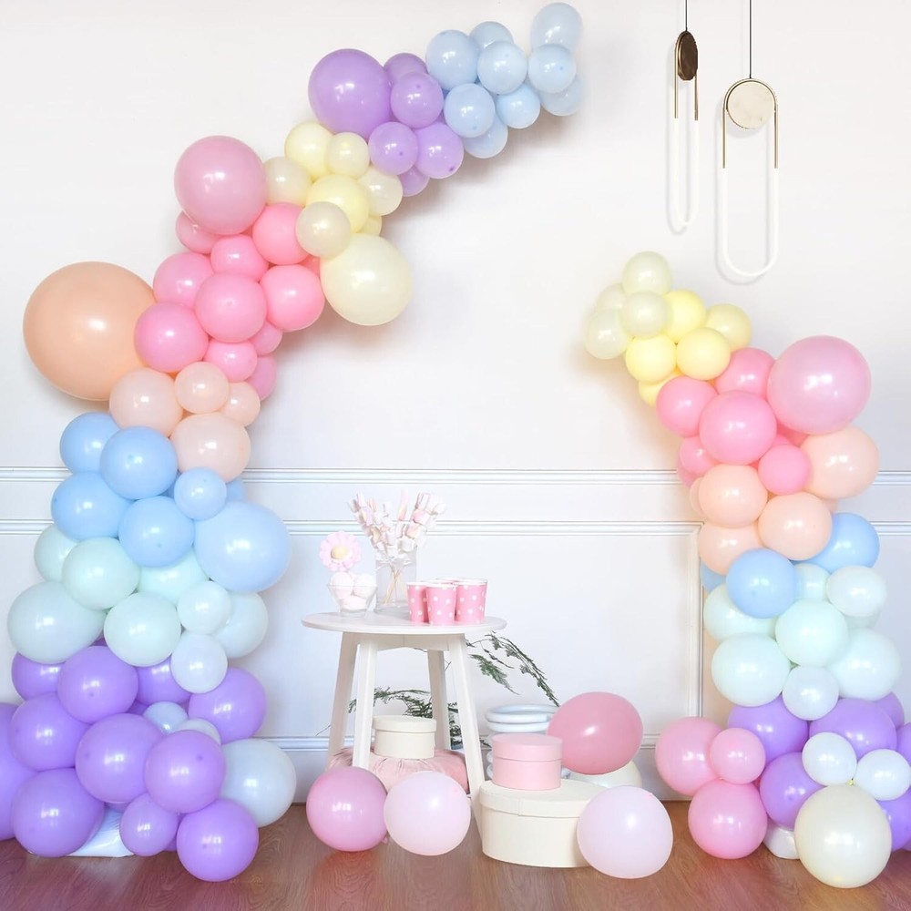 Pastel Rainbow Birthday Party Decorations, Rainbow Balloon Happy Birthday