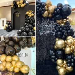 Black and Gold Balloons, 50PCS 12 Inch Black and Gold Confetti Black Gold
