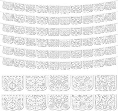 6 Pack White Papel Picado Banner Mexican Fiesta Party Wedding Decoration