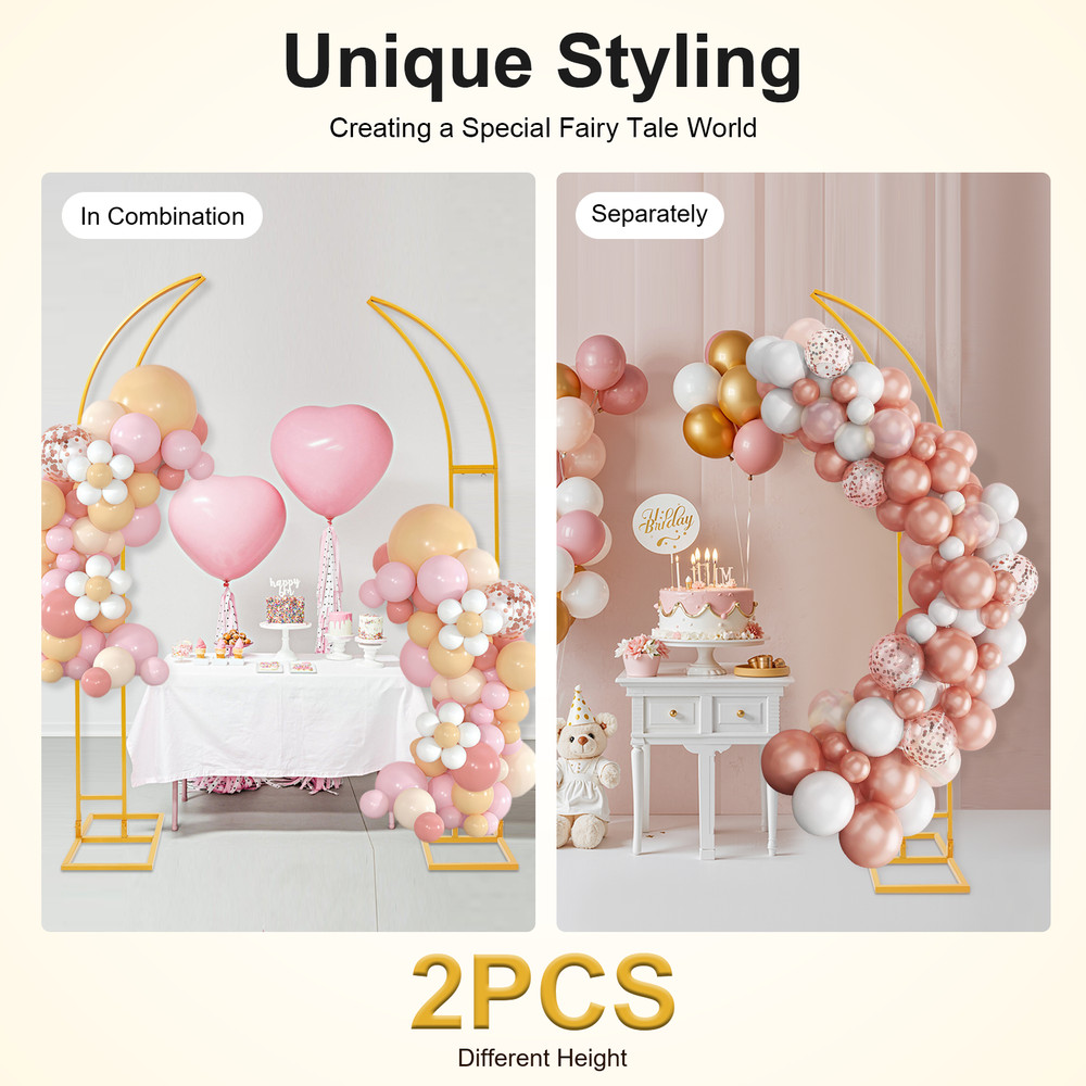 2Pcs Metal Wedding Arch Backdrop Flower Stand Balloon Stand Party Event Decor