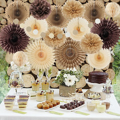 Brown Party Decorations Brown and Beige Paper Fans Party Decorations Neutral Par