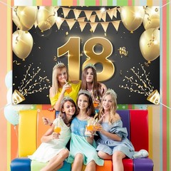 Vibrant 6x4ft Polyester Happy 18th Birthday Backdrop Supplies for Parties