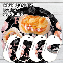 96Pcs 40Th Birthday Decorations for Men Women Black and Rose Gold 40Th Plates an