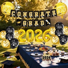 Black and Gold Graduation Decorations 2026 Class of 2026