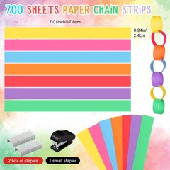 Rainbow 574 ft Crepe Streamers 700 Sheets Chains Garland Colorful Strips 26 f…