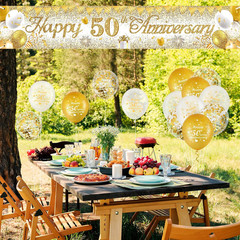 50Th Wedding Anniversary Decorations White Gold Happy 50Th Anniversary Yard Bann