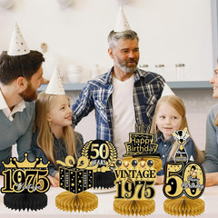 9Pcs 50Th Birthday Decorations – Black Gold 50Th Birthday Party Decorations for