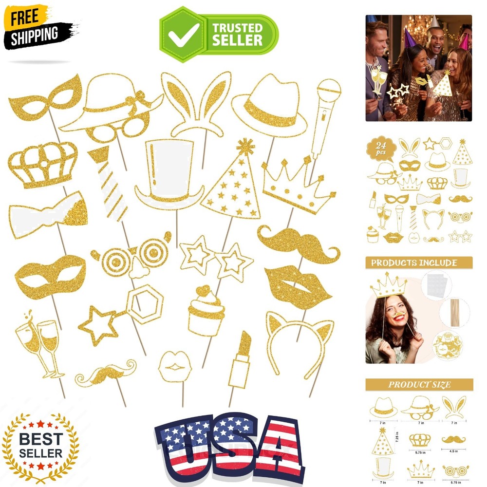 24 Pcs Funny Photo Booth Props Birthday Wedding Family Class Reunion Prom Dis…