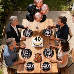 96Pcs 40Th Birthday Decorations for Men Women Black and Rose Gold 40Th Plates an
