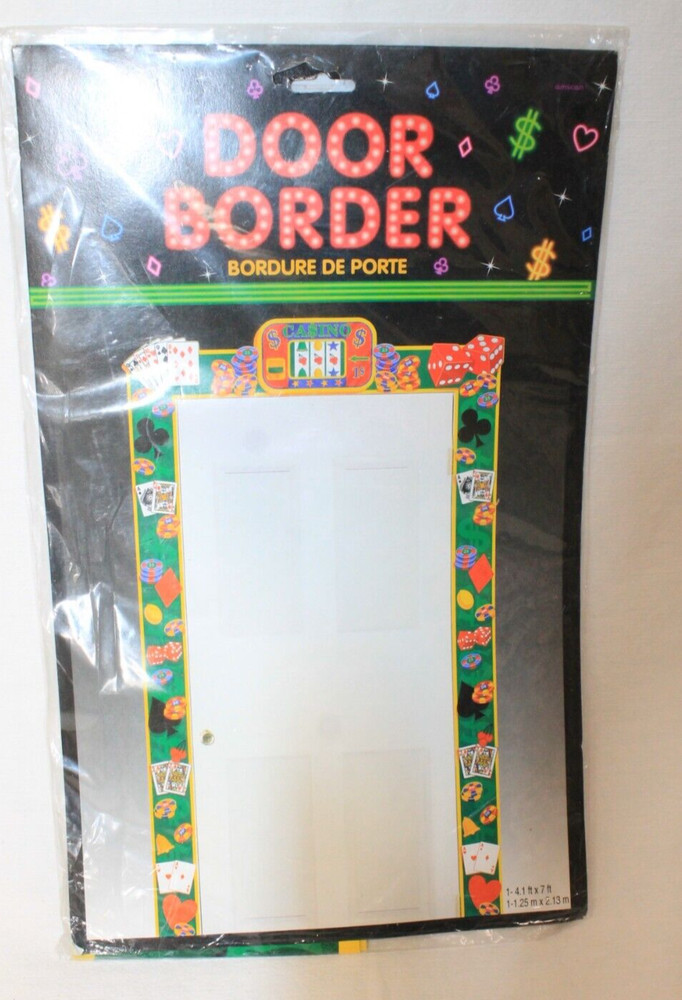 Casino Themed Party Door Border Decoration 4.1 ft x 7 ft. Cardboard NEW SEALED