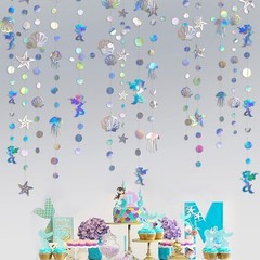 40 Ft Iridescent Mermaid Garland with 4 Count (Pack of 1), Banner