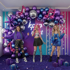 Chrome Purple and Blue Disco Balloon Garland Arch Kit 160Pcs Metallic Disco Part