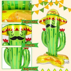 2 Pack Inflatable 50″ Cactus Toy Mexican Fiesta Themed Party Decorations, Cin…