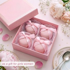 Chumia 4 Pcs Pink Bow Artificial Macarons with Satin Ribbon Bow, Fake Macaron…
