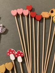 Novelty Bamboo Skewers Cupcake Picks Fruit Party Cake/plant picks -Lot 38 Pcs.