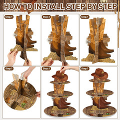 Western Cowboy Cupcake Stand Party Decorations Western Theme Birthday Cupcake Ho