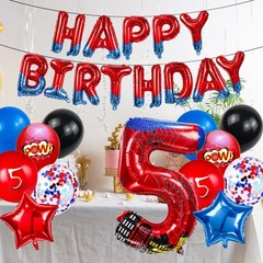 Cartoon Hero 40 Inch Red and Blue Spider Theme Number Foil Decoration Balloon…