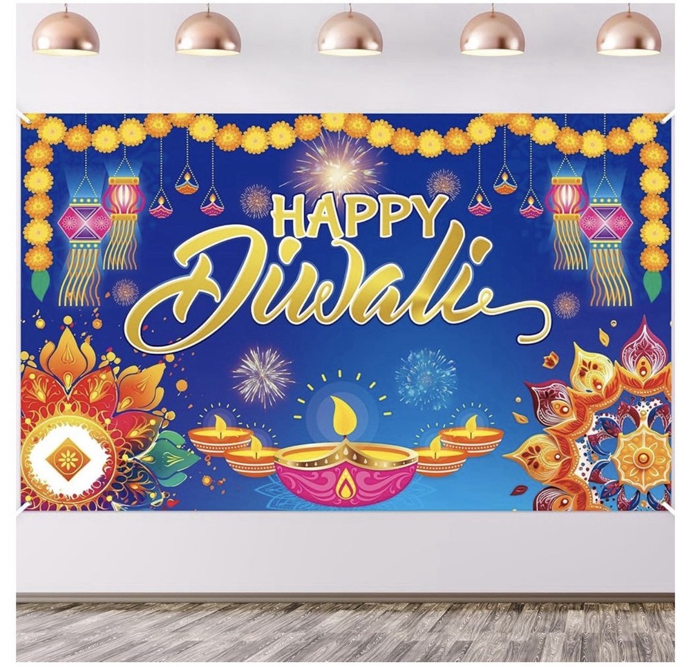 Happy Diwali Backdrop Banner Decor, Festival of Lights Party Photography