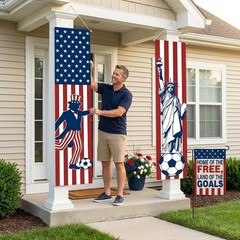 Weather-Resistant Independence Day Decor – Soccer Theme Flags & Banners