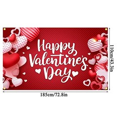 CAVLA Happy Valentine’s Day Backdrop Banner 73 x 43 Inch Large Size Red Heart