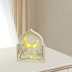 Eid Mubarak Decoration Wooden Ramadan Ornament Craft Moon and Stars Arabic